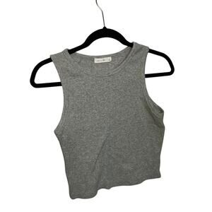 Grey Ribbed Cropped Tank – Size L
